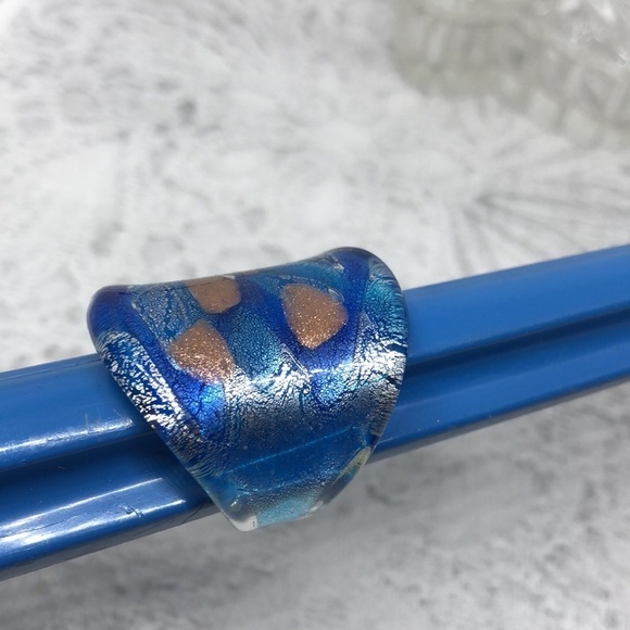 Bundle lot 2 foil art glass statement rings boho - Picture 5 of 9